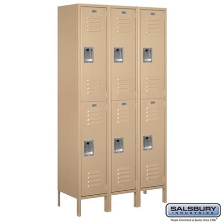 Salsbury Industries Salsbury 52365TN-A 45 In. W X 78 In. H X 15 In. D Double Tier Extra Wide Metal Locker Assembled In Tan 52365TN-A